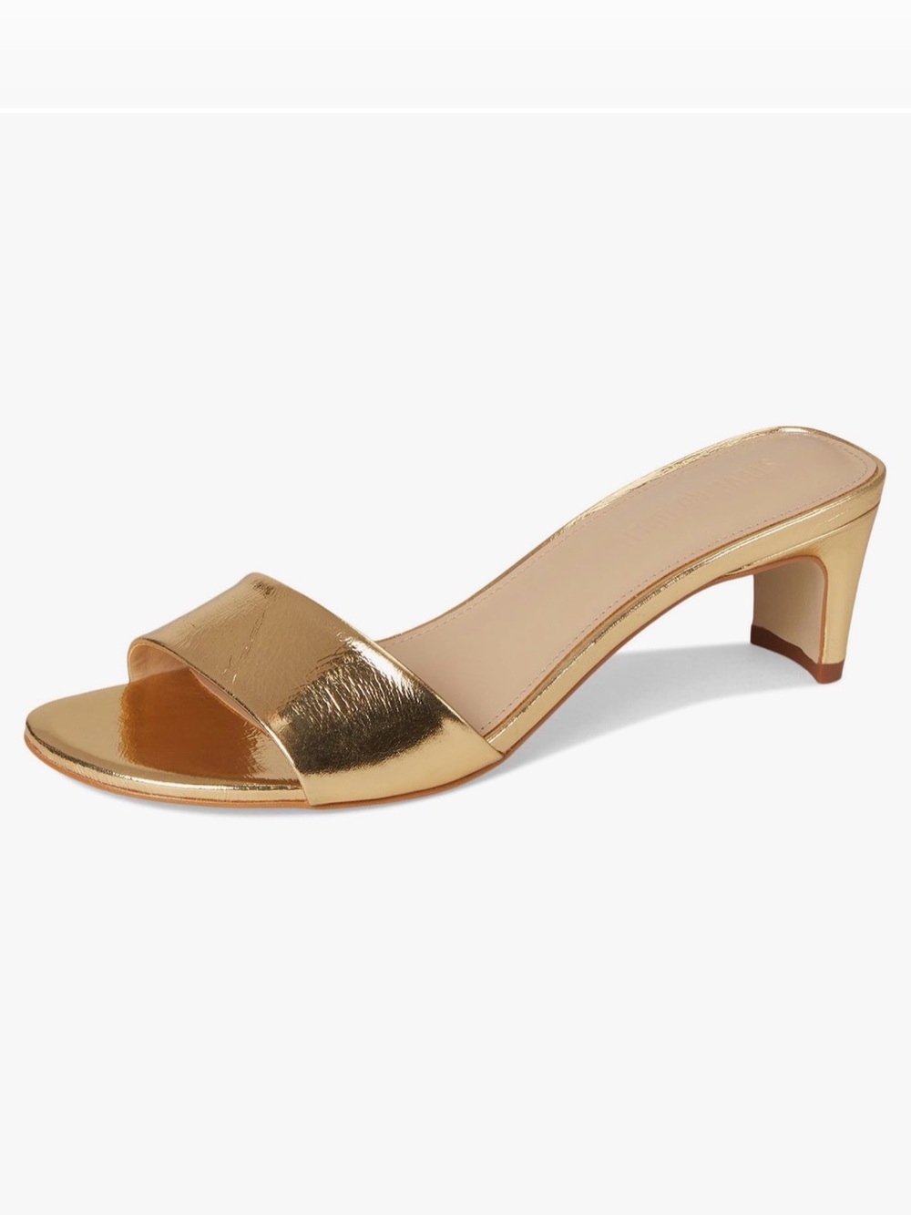 Steve Madden Patsy Kitten heel dress slide in a Gold Lamé NWOB Size 8.5